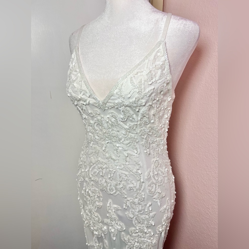 Everlasting Passion White Sequin Beaded Backless Maxi Wedding Dress by Lulus - Picture 6 of 14
